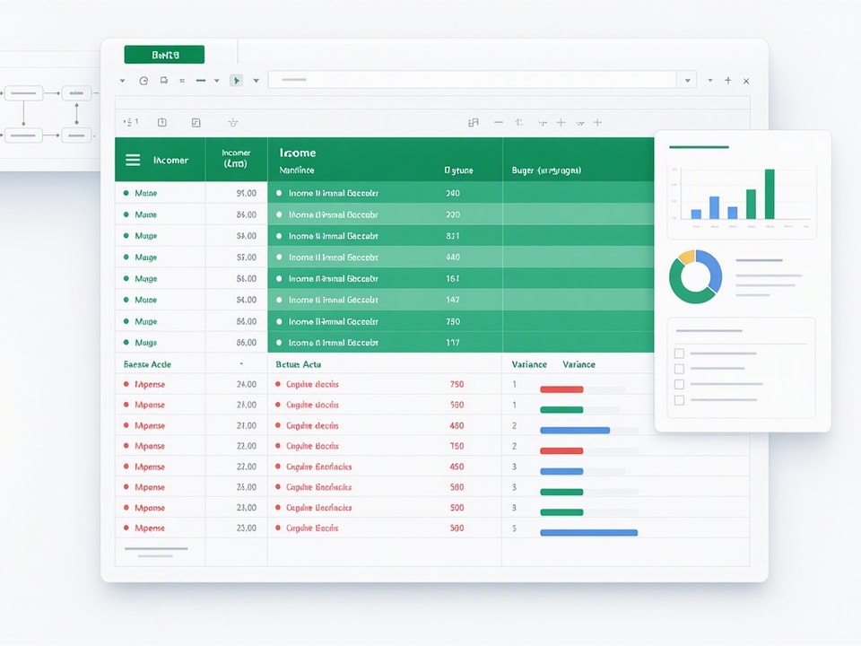Monthly budget structure with variance tracking for quick overspend alerts