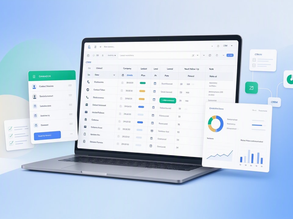 A basic CRM template organizes essential contact and lead data in clear columns.
