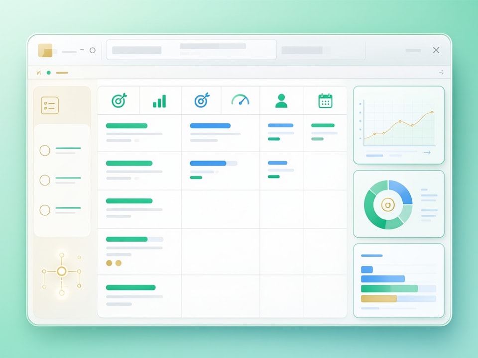 Organize your OKRs with clear columns for tracking progress and ownership.
